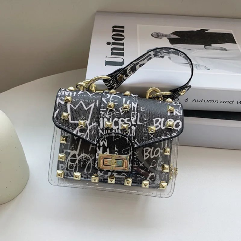 

Новинка 2021, модная сумка через плечо с заклепками и надписью, дизайнерские сумки высокого качества, универсальные сумки из прозрачного комп...