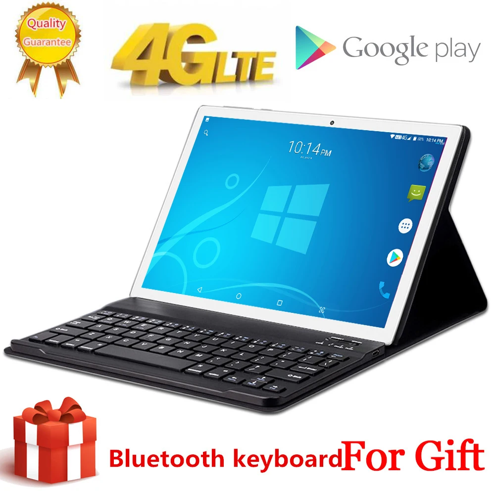 Бесплатный подарок Bluetooth клавиатура 4G LTE 10 1 дюймов 2.5D стекло планшетный ПК Deca Core