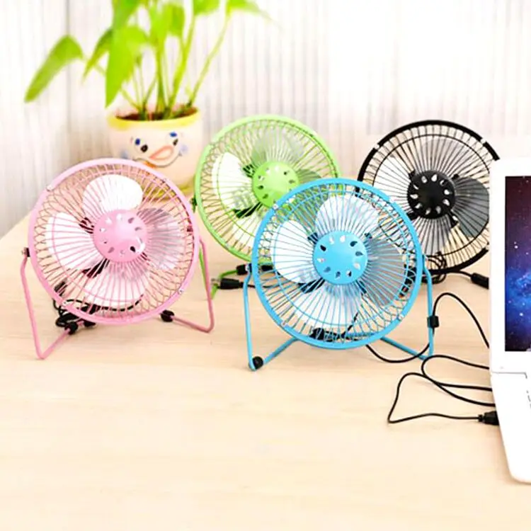 

100pcs Mini USB Fan Portable Fans Metal Cooler Cooling 3 Blades Desktop Mute Fans Silent Universal