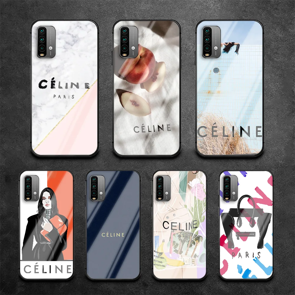 

French Celin Luxury Brand Phone Tempered Glass Case Cover For Xiaomi Redmi Note 7 8 9 A S T K30 Pro Ultra Pretty Fashion Trend