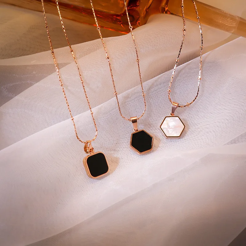 Титановое стальное ожерелье для женщин Корейский геометрической формы цепочка с