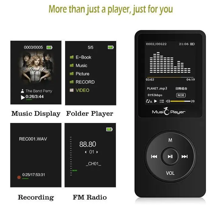 Сенсорный экран и Встроенный 4G/8G HiFi портативный walkman с радио/FM/запись новая версия MP3-плеер с bluetooth динамиком