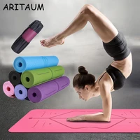 18306106mm double layer non slip tpe yoga mat with position line fitness gymnastics and pilates yoga mats for beginner
