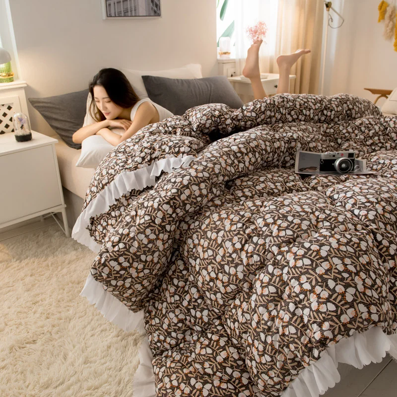 Домашний текстиль рустикальное красивое винтажное удобное одеяло с оборками из