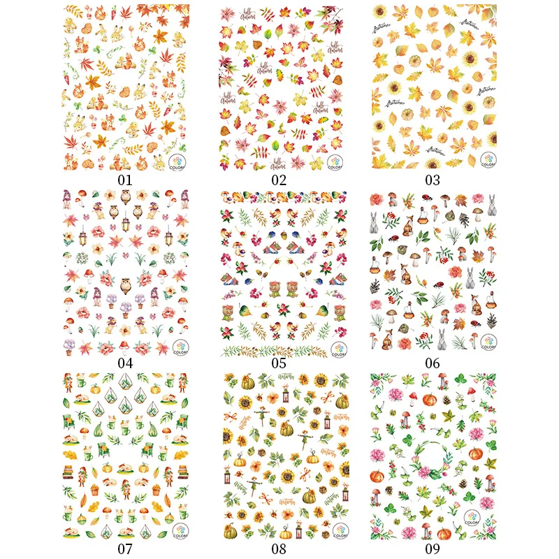 1 лист осенняя Тема переводная наклейка для ногтей кленовые листья 3D наклейки s