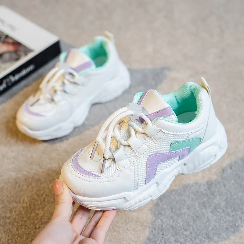 Детские осенние кроссовки с массивным круглым носком Нескользящие сетчатые