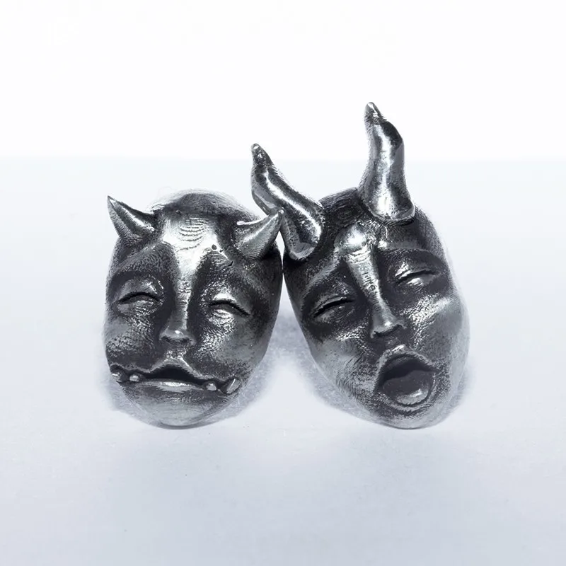 

Vintage Silver Plated Prajna Mask Skull Stud Earrings Gothic Punk Cool Men Women's Stud Earrings Biker Cool Hip Hop Jewelry