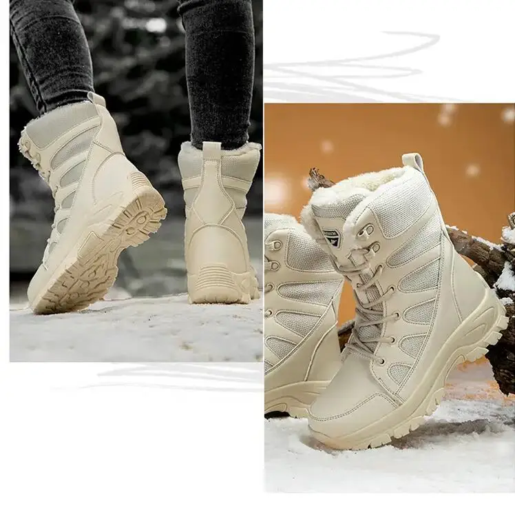 Мужские зимние теплые плюшевые камуфляжные военные ботинки с мехом тактические