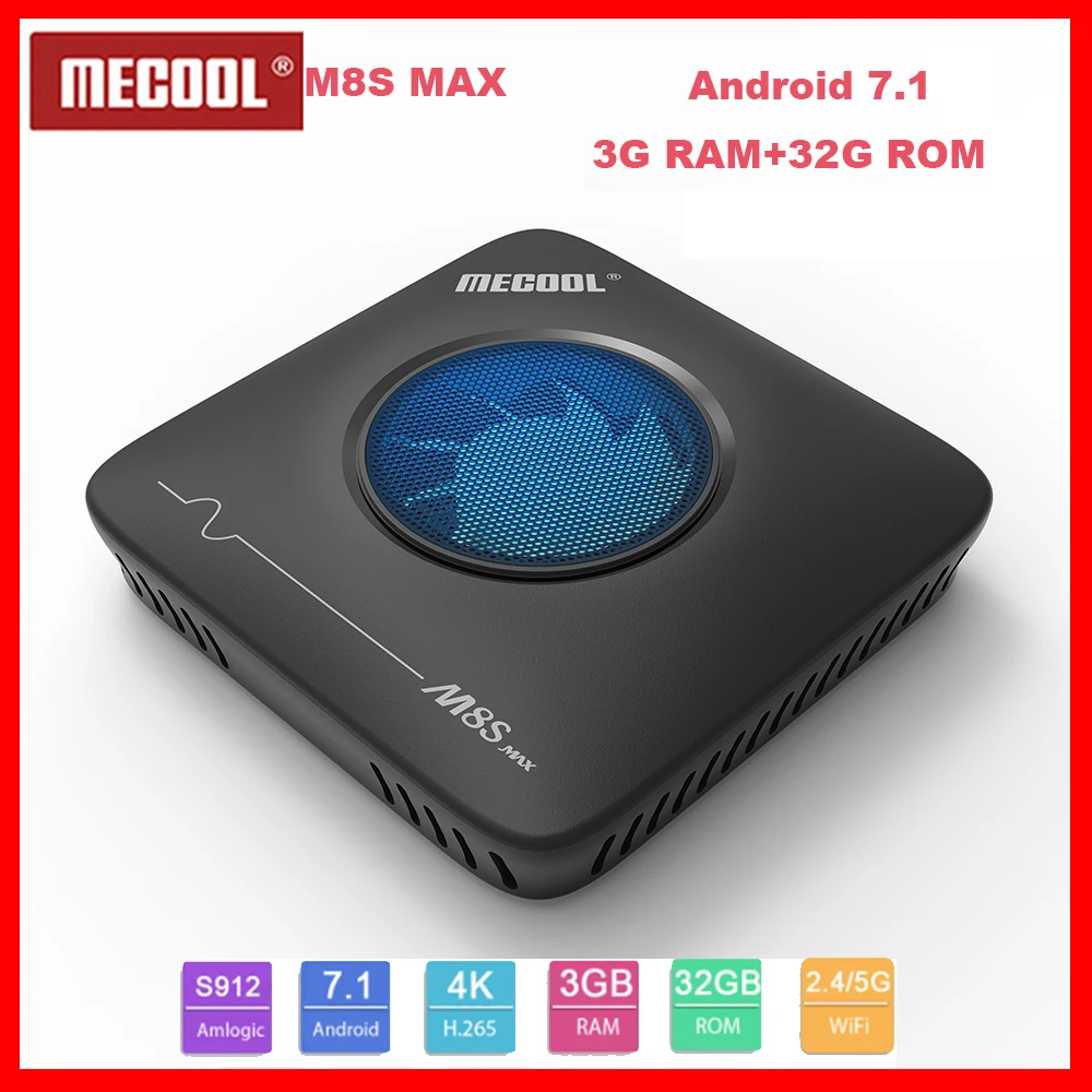 Новинка mecool M8S MAX ТВ приставка Android 7,1 3G DDR3+ 32G rom приставка ТВ Amlogic S912 Восьмиядерный 2,4G/5G wifi Bluetooth/USB Smart Topbox