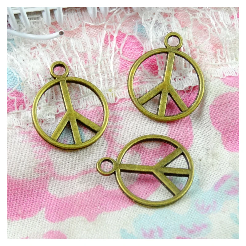 100pcs Charms Peace Sign Symbol 17*13.7MM Antique Bronze Plated  Pendants Fashion Jewelry Making Findings DIY Handmade Charms