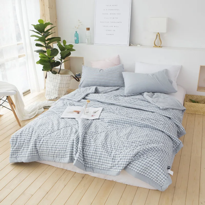 

3pcs/set Nordic Brief Quilt Set Casual Bedding Duvets Soft Patchwork Quilt Japan Bed Linens Summer Bedspread Stripe Comforter