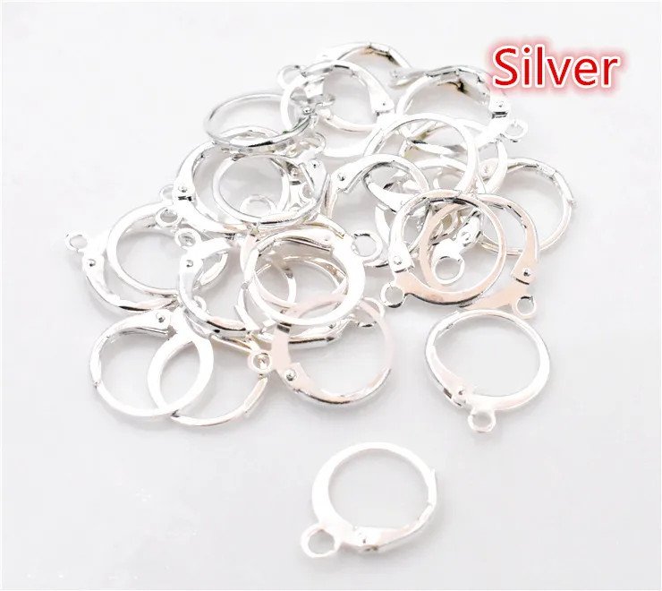 Silver 30 шт. 15x12 мм серебро/родий/золото/бронза/КЦ-золото/розовое золото басовый рычаг назад зажимы крючки для ушей серьги фурнитура для ювелирных изделий DIY - Цвет: Silver