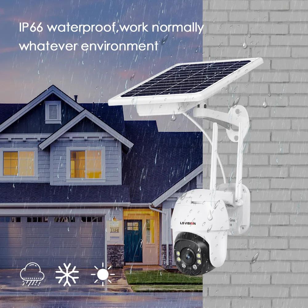 

Tuya Wireless Outdoor Solar 8W Camera WIFI Energy Panel Powered Battery Security Surveillance 4g PTZ CCTV Camera With Sim Card