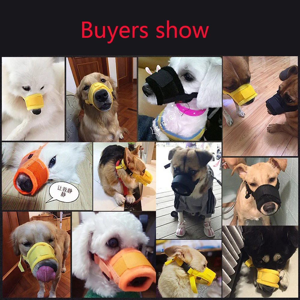 Регулируемые черные хип-хоп Pet Крышку Рот Маски для собак намордник против лая