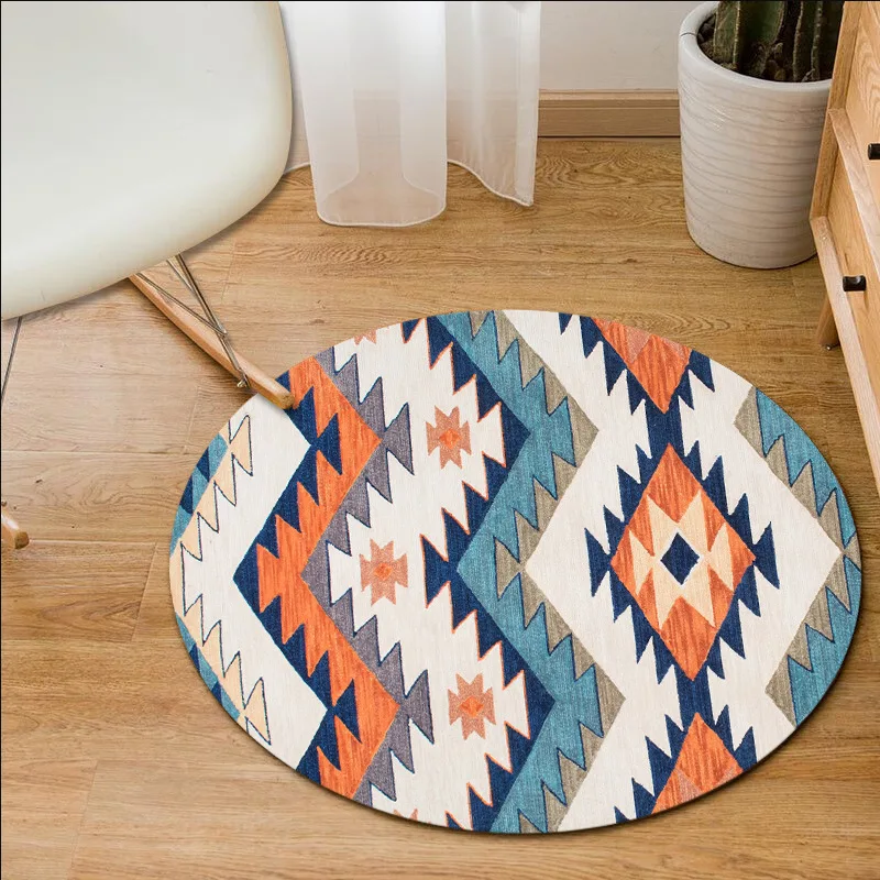 

Красочный круглый коврик с геометрическим орнаментом домашний журнальный столик для гостиной диван ковер Спальня прикроватный декоративн...