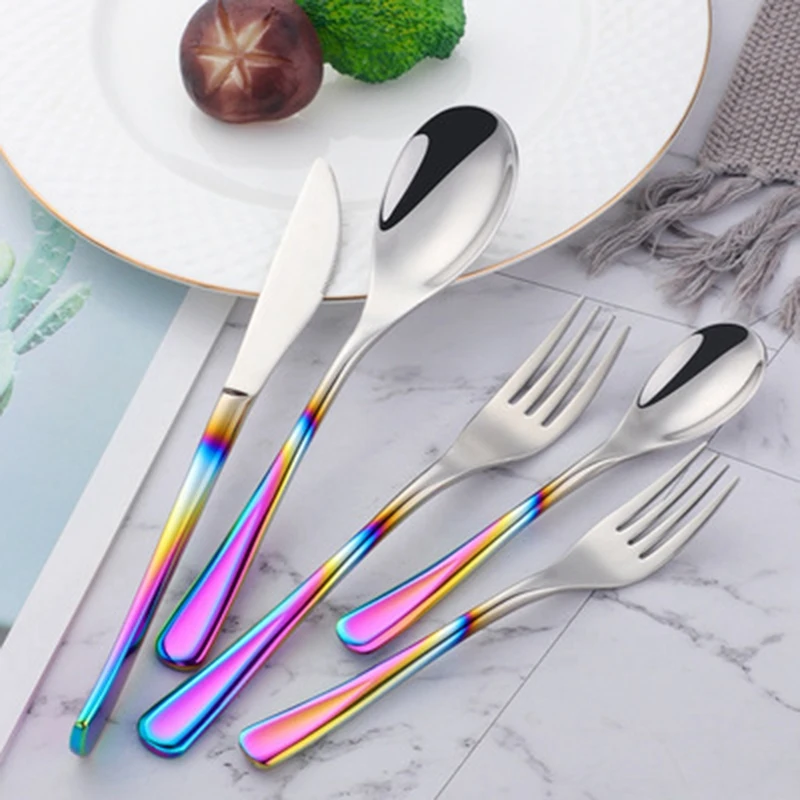 5 штук радужных столовых приборов кухонные столовые приборы из нержавеющей стали