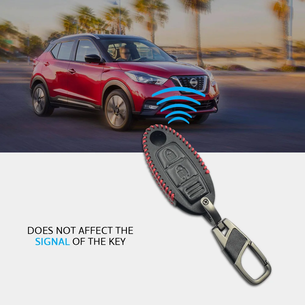 Кожаный чехол для автомобильного ключа Nissan Micra K14 K13 Juke F15 Note E12 Leaf Cube 2 кнопки брелок