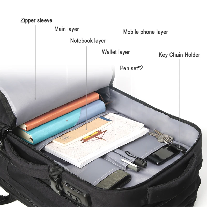 Женский и мужской дорожный рюкзак с защитой от кражи для ноутбука 17 дюймов 15 6