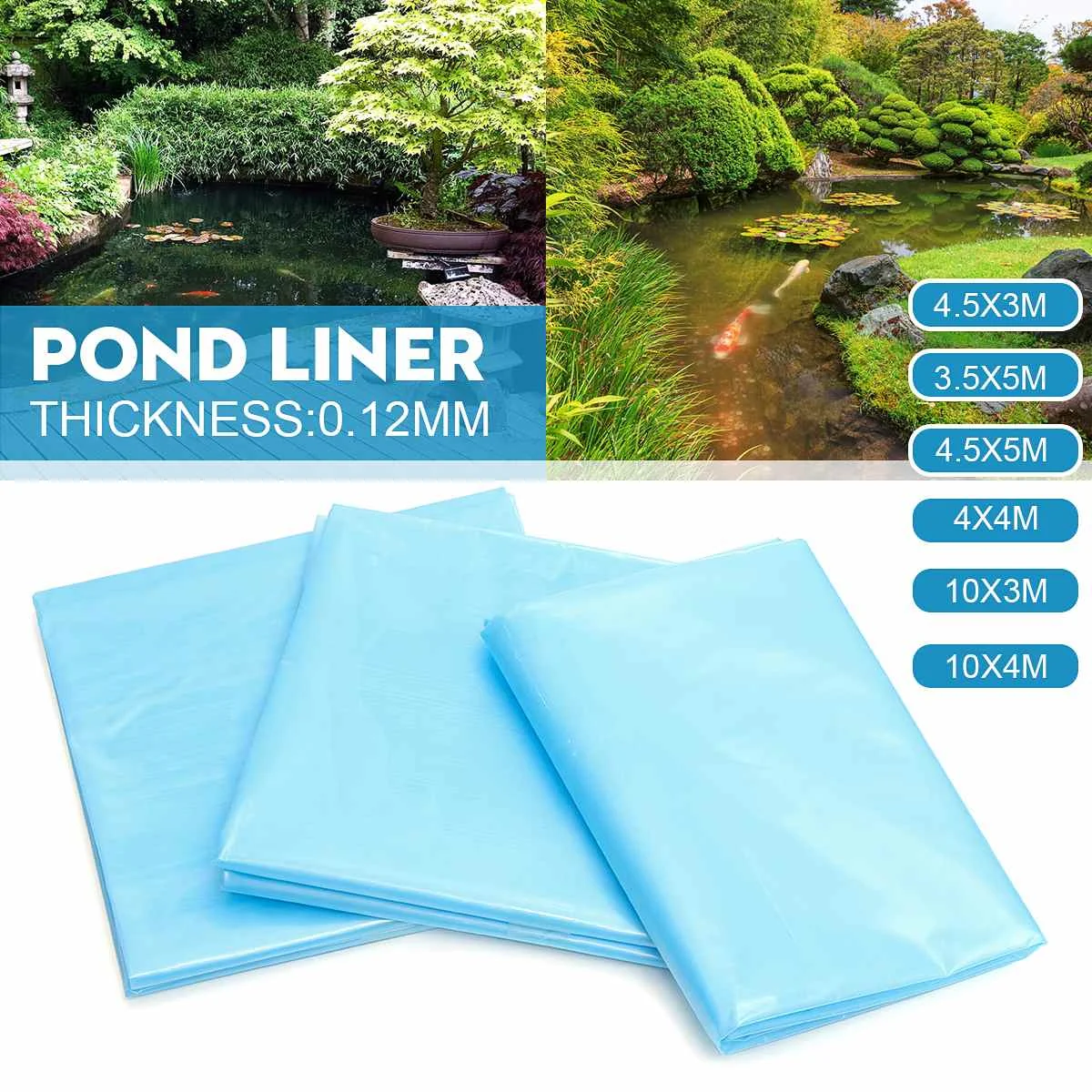 6Sizes Blue HDPE Fish Pond Liner Garden Pools Reinforced Heavy Landscaping Pool Waterproof Cloth 3-10M | Дом и сад