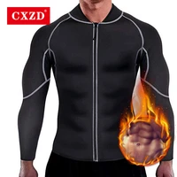 cxzd new mens slimming neoprene vest sweat shirt body shaper jacket suit training blouses tuning belly shapewear