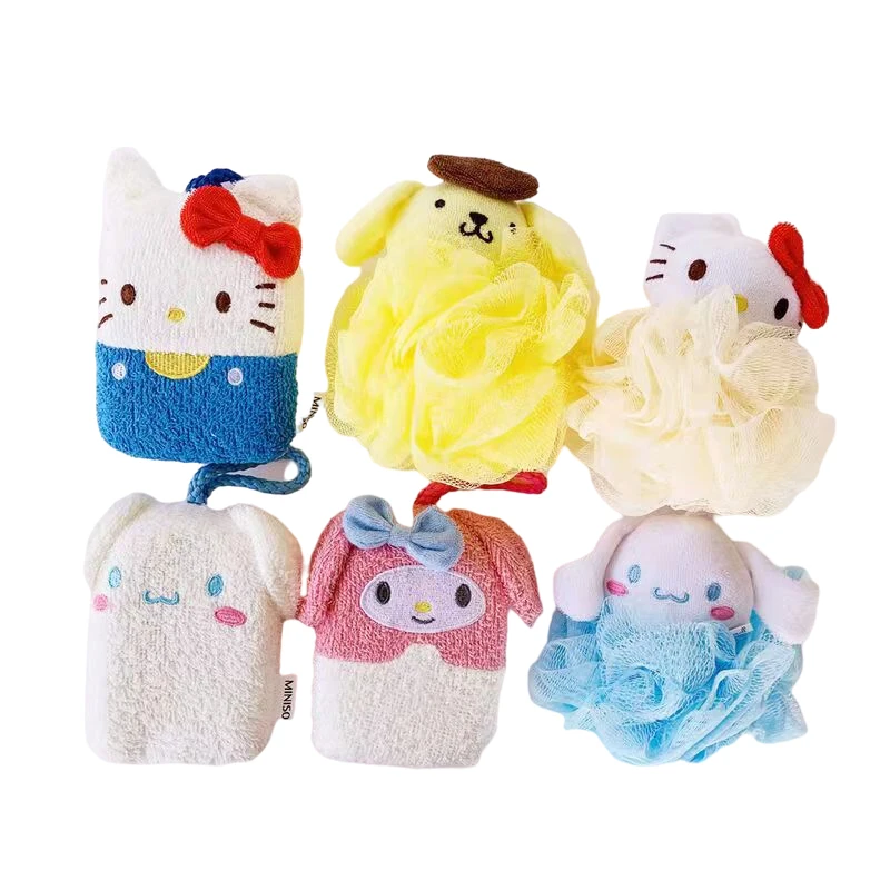 

Милый плюшевый мяч для ванной Sanrio с котенком My Melody Cinnamoroll милый мультяшный домашний спонж для ванной комнаты чистящее полотенце для ухода