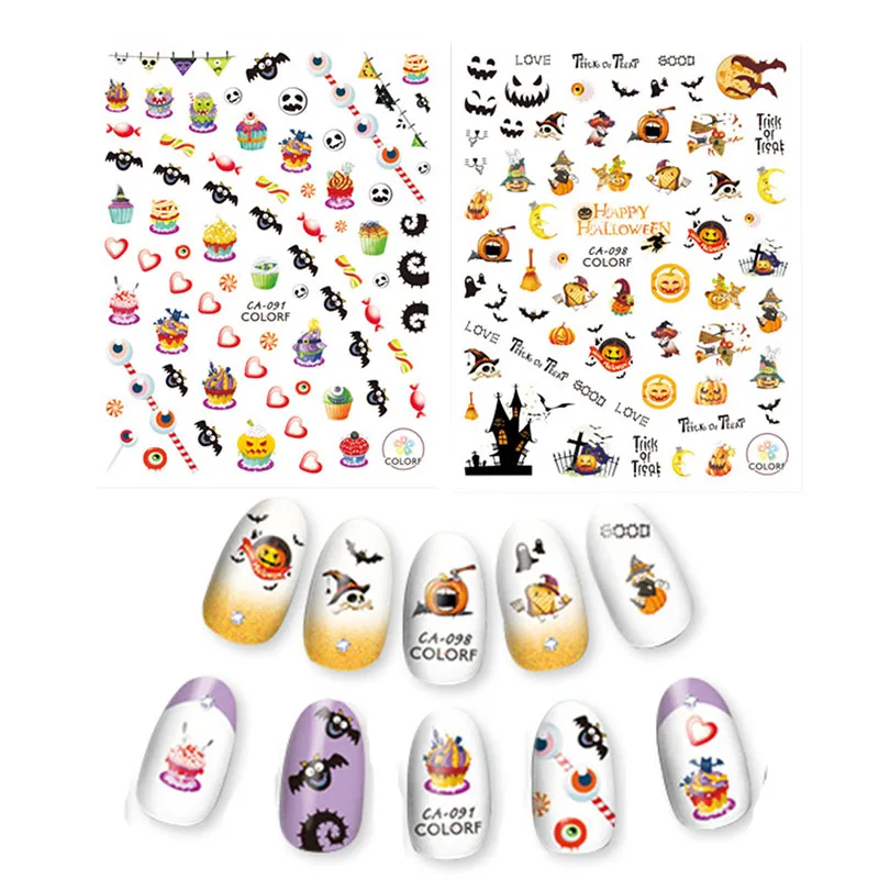 Самоклеящиеся наклейки в стиле Хэллоуина 1 лист полное покрытие для дизайна