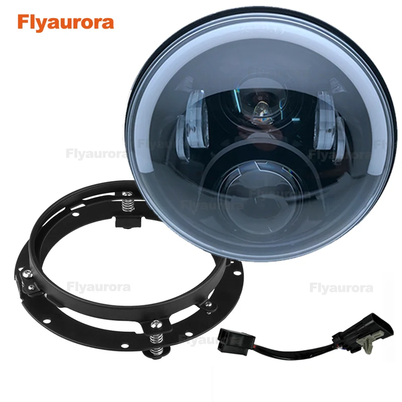 Flyaurora 7 дюймовый светодиодный фары Halo Угол Eyes DRL 12v для Wrangler JK 2 двери 2007 2008 2009 2010 2011