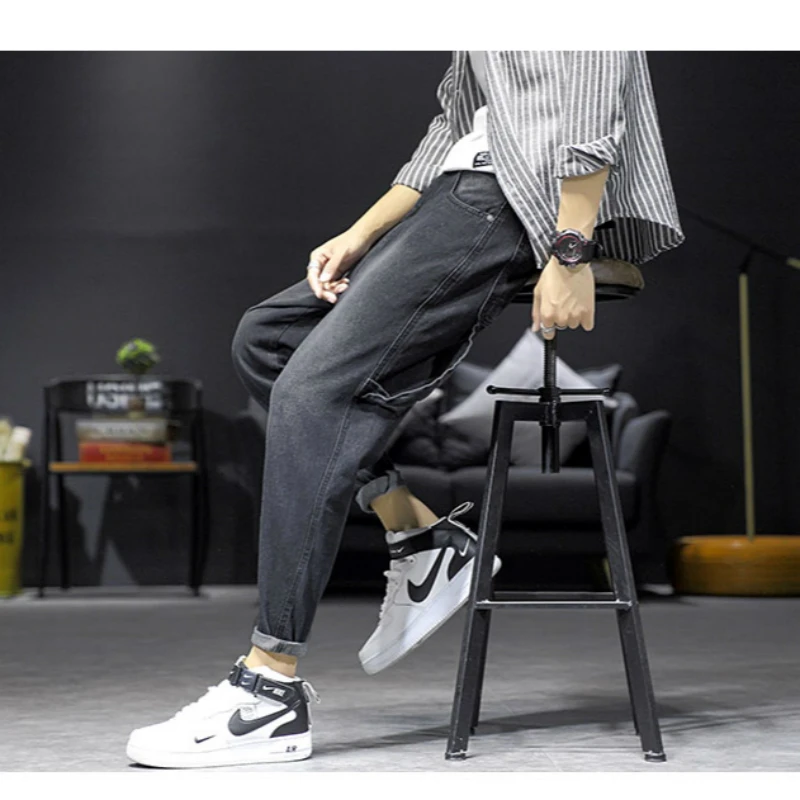 Брюки FAVOCENT осенние мужские модные хлопковые джинсы черные свободные