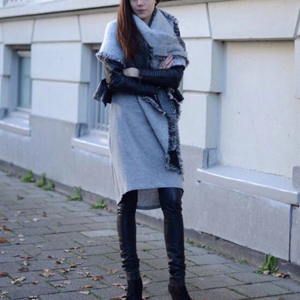 Ladies Shawl Scarf Large Women Coloured Inclined Design Fabric Thickened Chequered Long Scarves | Аксессуары для одежды