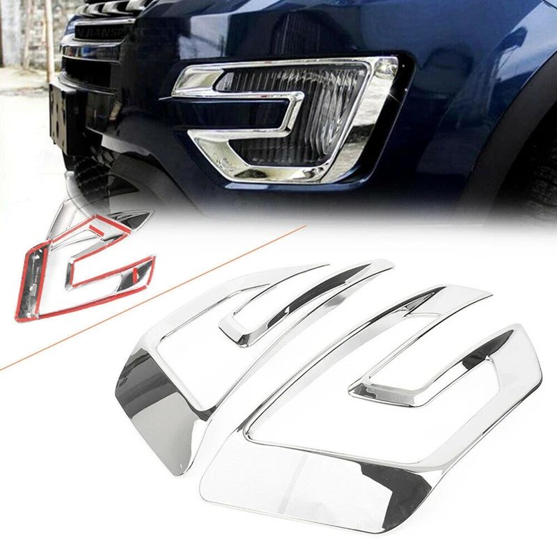 

2Pcs Car Front Fog Lamp Decorative Frame Fog Lamp Decorative Cover for Ford Explorer Sport 2016 2017