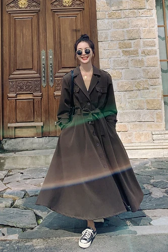 

New French Hepburn dress women's spring and autumn waist thin 2021 new temperament women's shirt long skirt