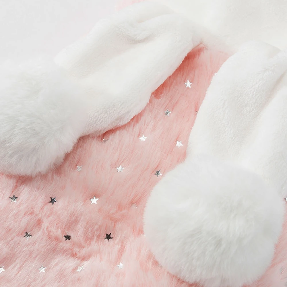 Блестящий плюшевый жилет с заячьими ушками для домашних животных одежда кошек и