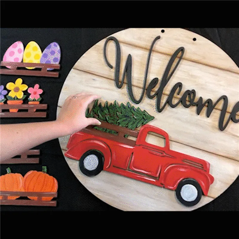 

Car Door Hanger Seasonal Welcome Sign With Interchangeable Hanging Handmade Wooded Door Hanging Plate Board Funny Gift