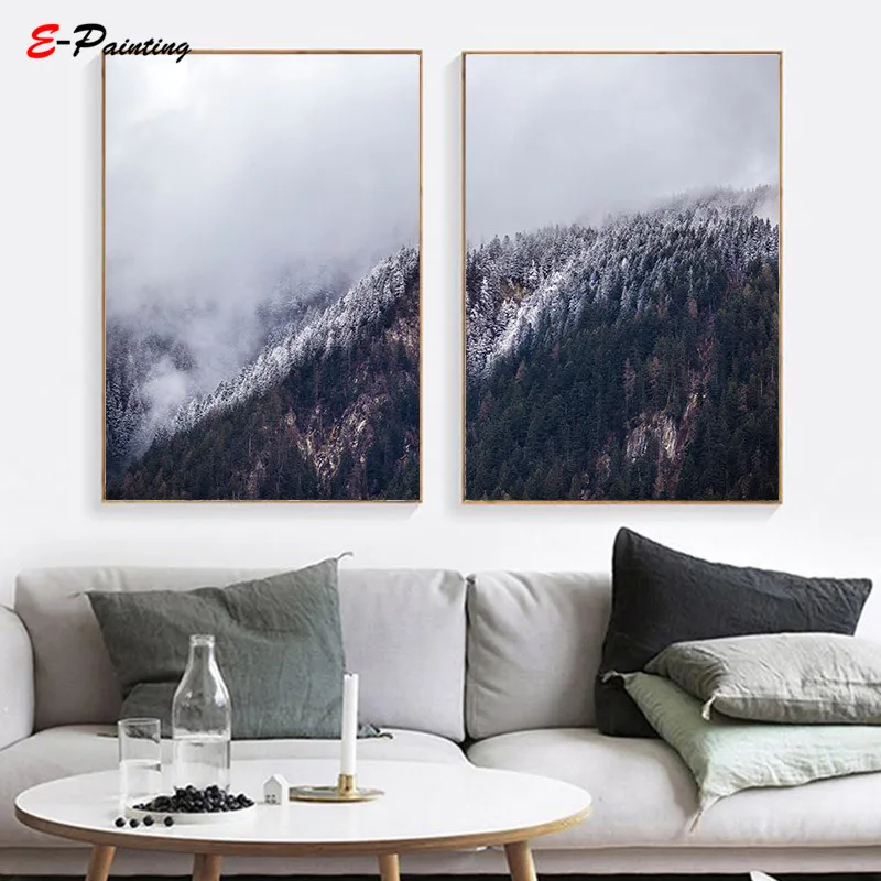 Настенная картина в скандинавском стиле постер на холсте Австрийские Альпы