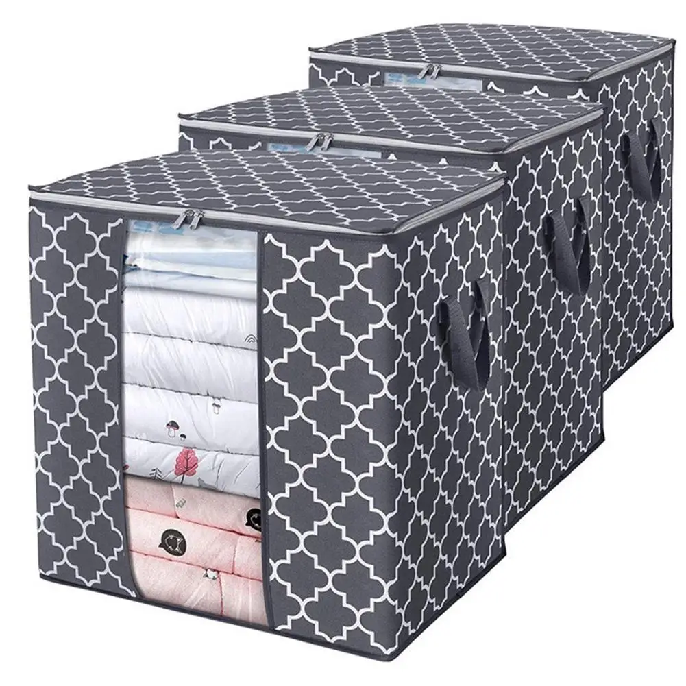 

Non Woven Fabric Quilt Blankets Storage Bag Large Capacity Dirty Clothes Collecting Bags With Clear Window Clothing Organizer N1