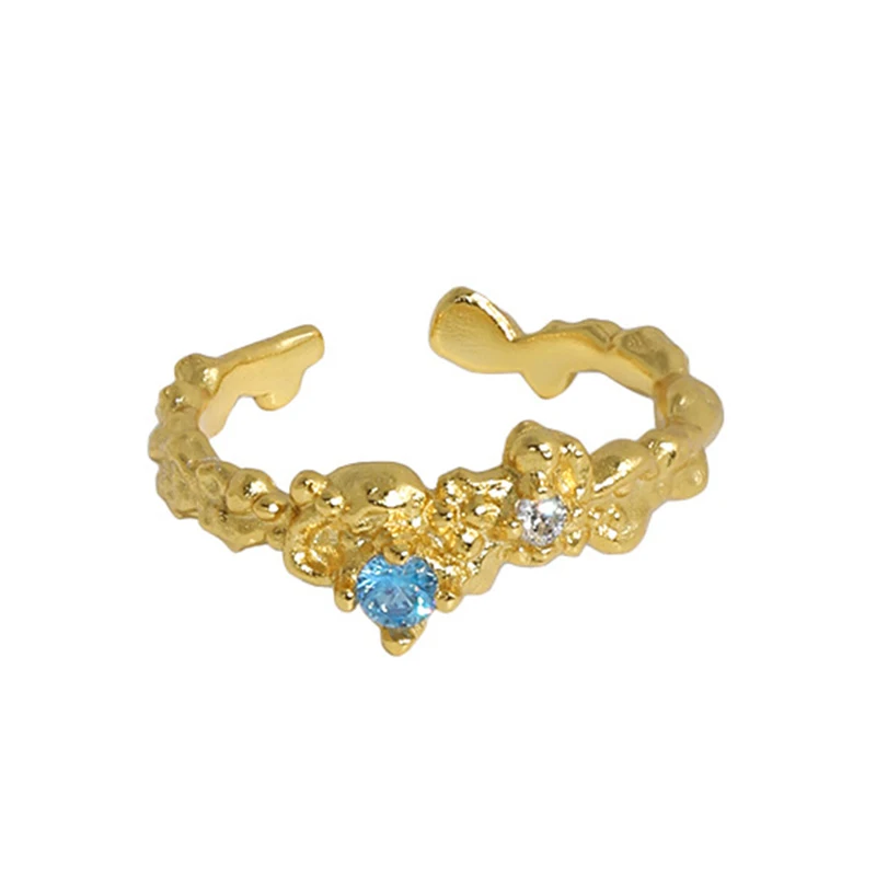 

Gold White Gold Ring S925 Design Sense Irregular Micro Pave Zircon Texture Texture For Girlfriends gifts