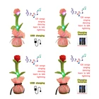 Детский Электронный плюшевый кактус может попеть детские игрушки встряхивать головы танцующие и говорящие светящиеся плюшевые игрушки в горшке