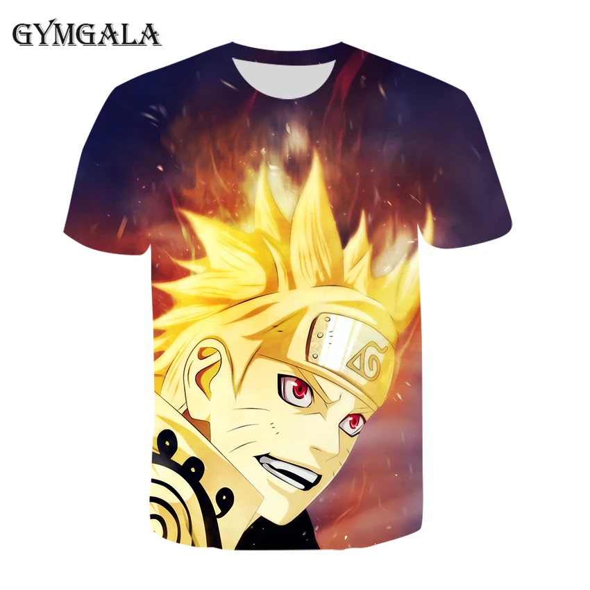 

street Harajuku style men and women Children's T-shirt 3D printing animation Uchiha Sasuke casual round neck children's T-shirt