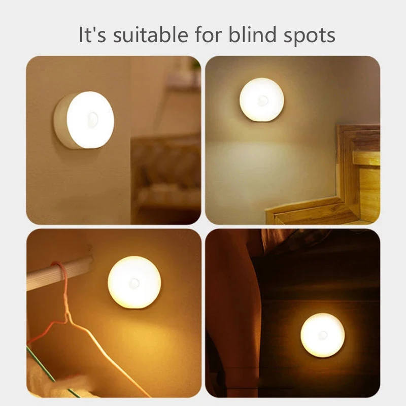 Беспроводной светодиодный Ночной светильник движения Сенсор 3-5 м USB