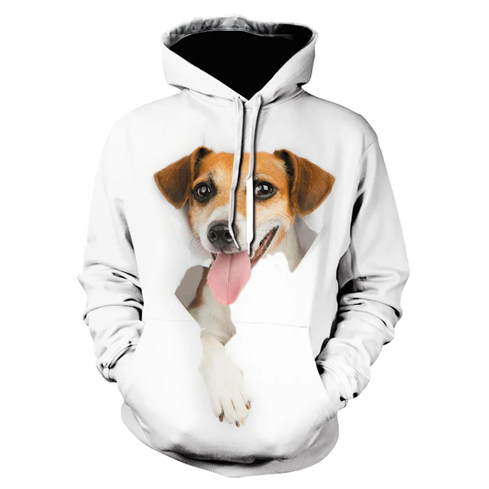 

2021 spring fashion new 3D printing dog animal hoodie cartoon funny style hoodie personality leisure sports pullover S-5XL