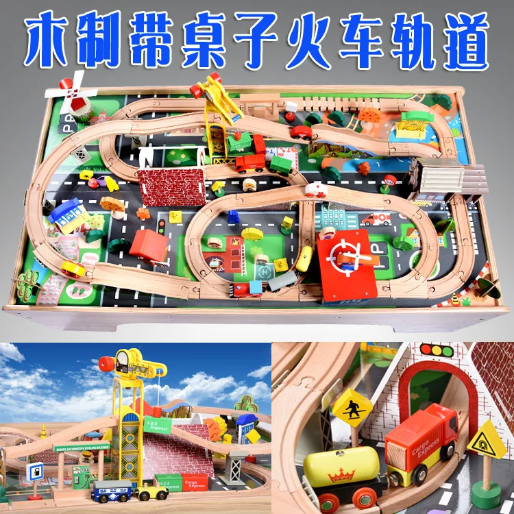 118 шт. деревянные блоки магнитный паровозик Томас набор дорожек со столом