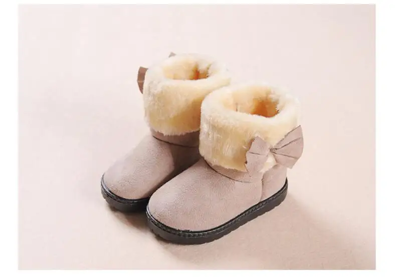 SKHEK Girls Snow Boots Winter Warm Flat Round Toe Kids Shoes Baby Children's Pink Black Soft Boots Size 21-38