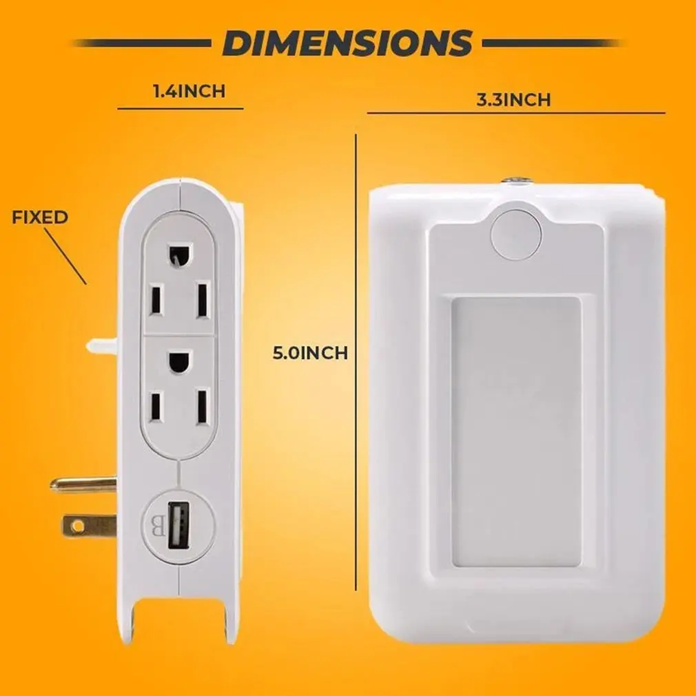 5in 1 LED Night Light Control Auto Sensor Usb Socket Charging Rack Dual Adapter Mobile Phone | Освещение