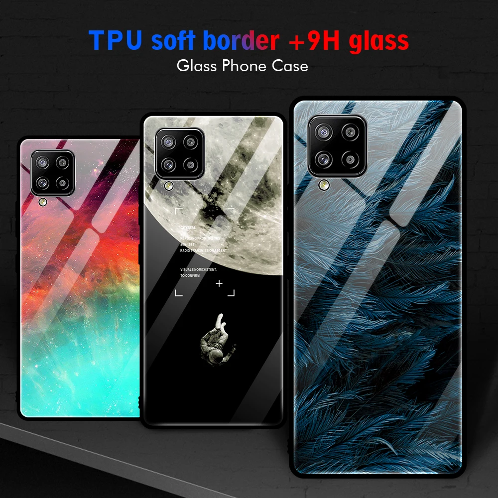 

Hard Case For Samsung Galaxy A12 A51 A71 A21S A42 A52 A72 A41 A21 A31 A20S A20E A10S A02S Case Pattern Tempered Glass Back Coque