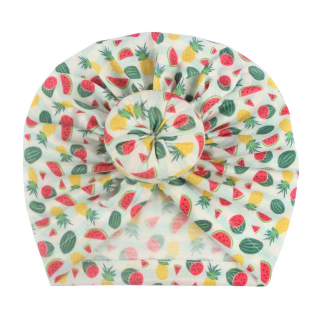 

New children's printed fashion hooded hat creative doughnut baby hat hair accessories turban