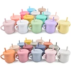 Детская силиконовая тренировочная чашка 28 цветов, пищевая герметичная чашка для питья, посуда для кормления, Нетоксичная чашка, посуда