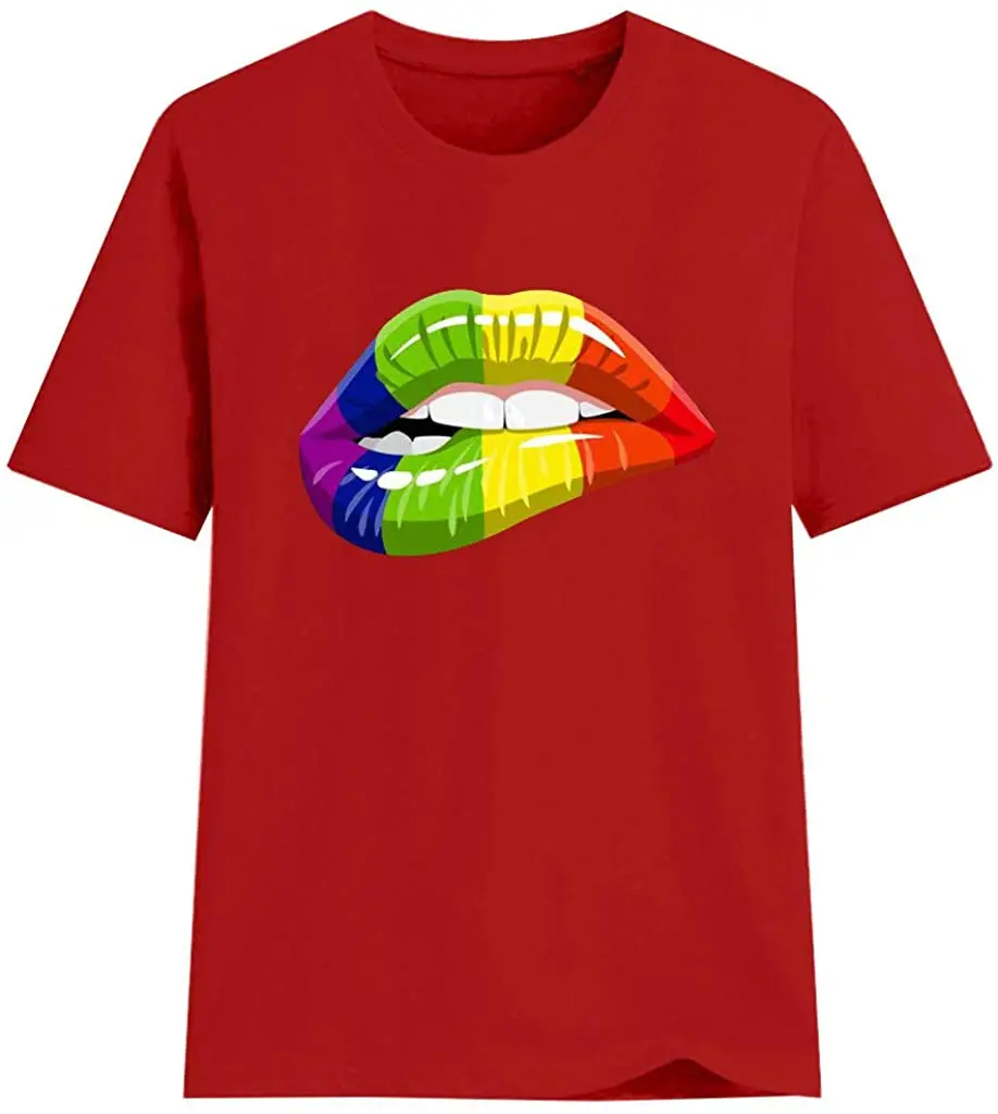 

Women Lips Printed Fashion Shirt O-Neck Short Sleeve Tee New Harajuku T-Shirts Summer 2020 Pure Cotton Breathable Tshirt