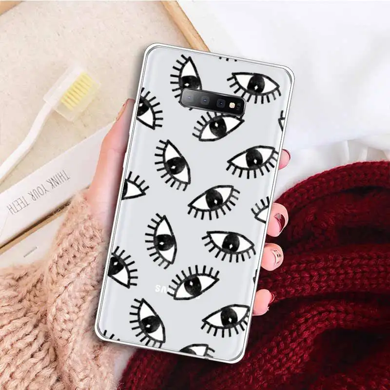 

Funny Cute Eyes Novelty Phone Case Transparent for samsung A 21s 50 51 71 S 8 9 20 20fe note 10 20 ultra plus
