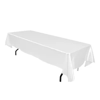 1pcs double stitched edge 145cmx304cm rectangular satin tablecloth whiteblack table cloth for wedding christmas decoration