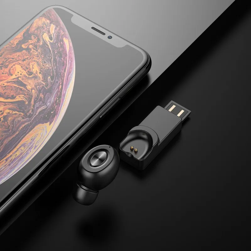 ABS Материал Bluetooth V5.0 одно ухо вкладыши мини невидимая гарнитура Магнитная Зарядка